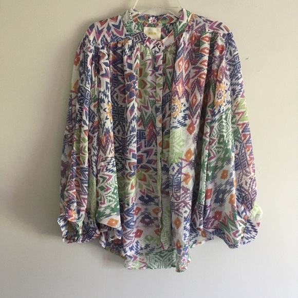 Mauve Brynna Dolman sleeve colorful light top - Picture 3 of 7